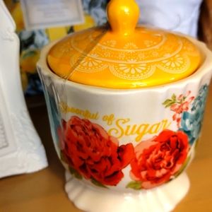 Pioneer Woman Blossom Jubilee Stoneware 4" tall Sugar dish